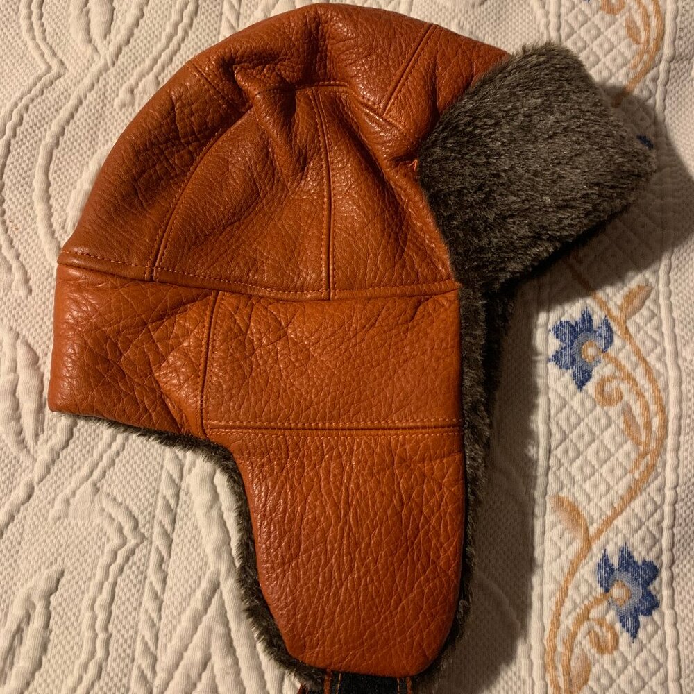 Mens Beautiful Vintage Leather Bomber Hat